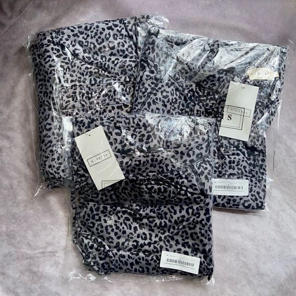 NWT Gray & Black Leopard Print Relaxed Fit Drawstring Waist Jogger Casual Pants - Picture 9 of 10